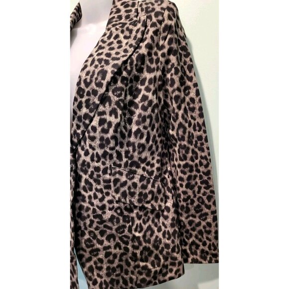 Cabi Black Gray Leopard Print 1 Button Knit Blazer Stretch Pockets Sz 2 - Picture 3 of 8